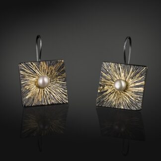 Silver & gold earrings with pearl
