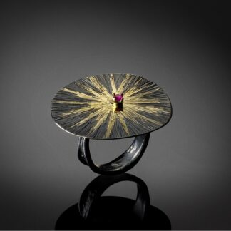 Silver & Gold ring with tourmaline
