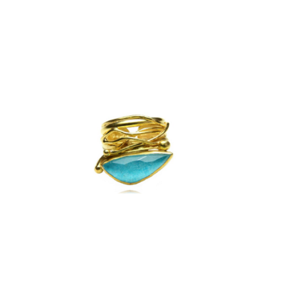 Gold plated silver ring with turquoise - Efstathia