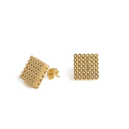 Square gold plated earrings - Elsa Mouzaki