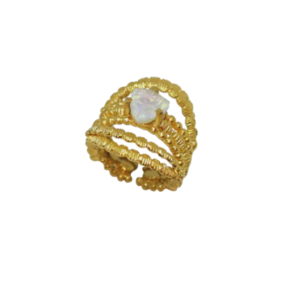 Ring with opal & quartz