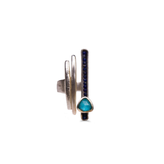 Gold plated silver ring with turquoise & lapis - Efstathia