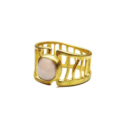 Gold plated silver ring with rose quartz - Efstathia