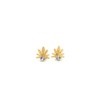 Stud silver gold plated earrings with small topaz stone