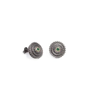 Round earrings with green onyx - Elsa Mouzaki