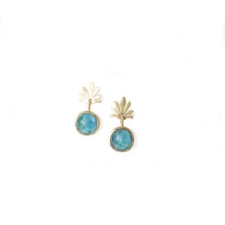 Small gold plated earrings with round stone