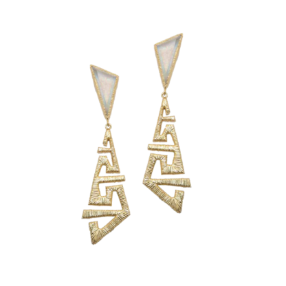 Earrings gold plated with opal quartz - Tania Drakidou