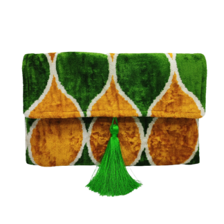 Πράσινο-πορτοκαλί βελούδινος φάκελος από μετάξι - Ekaterini